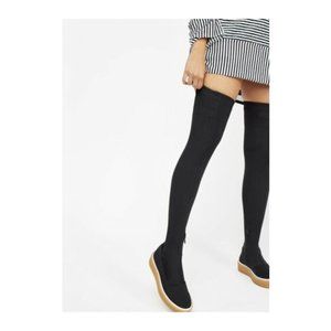 Free People Outer Limits Black Thigh High Stretch Boots
